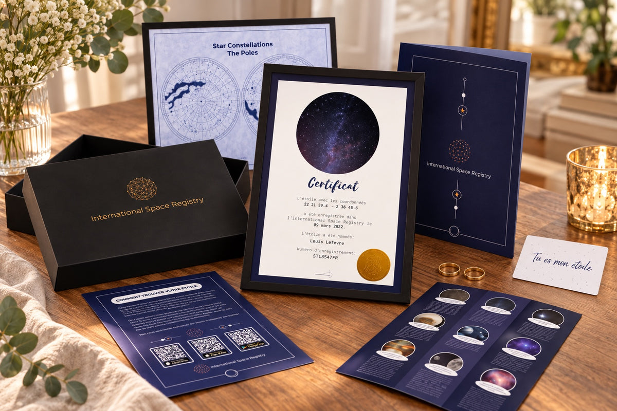 Coffret Institut Stellaire ouvert avec certificat français personnalisé pour un PACS
